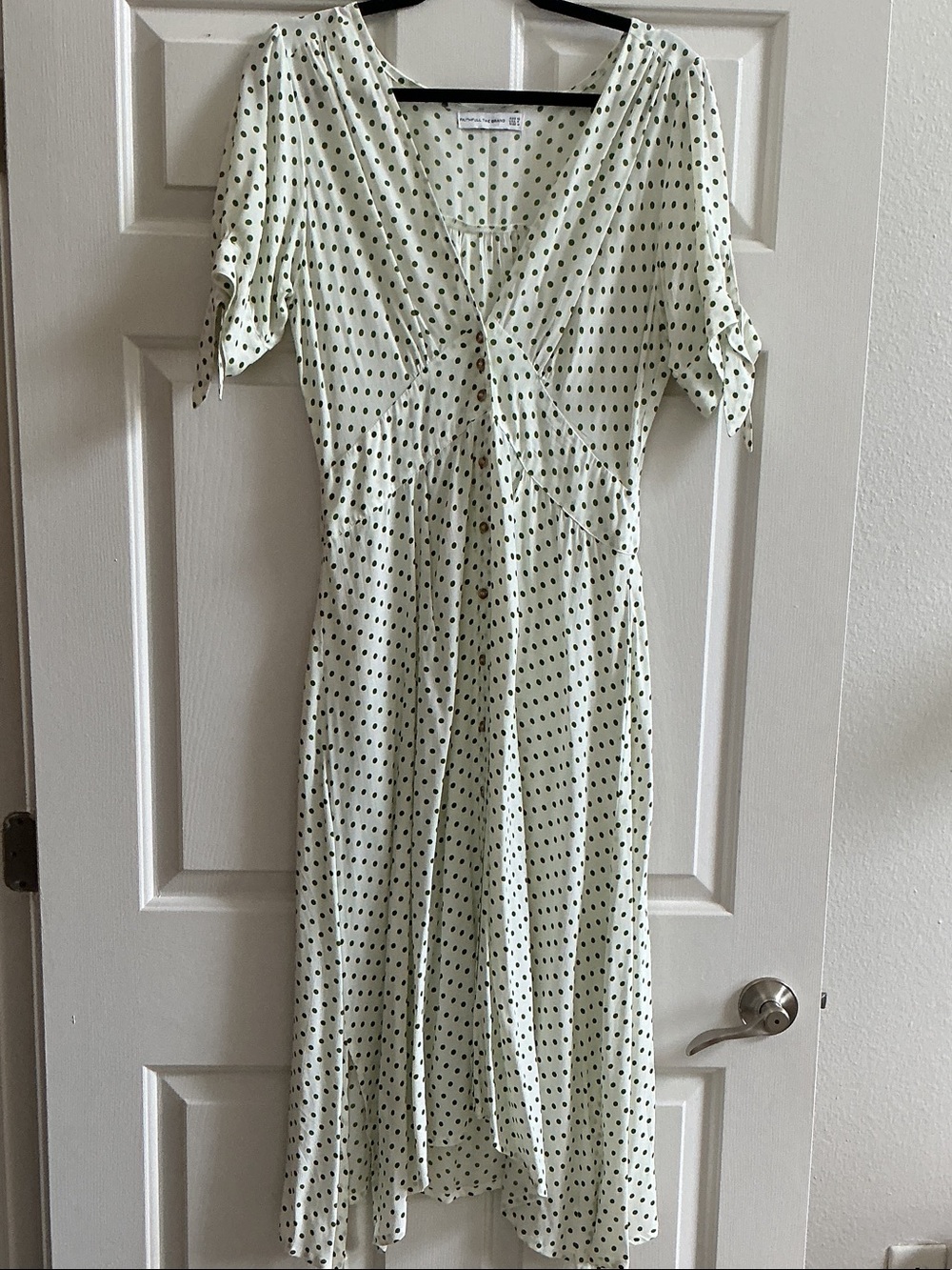 Faithfull the Brand Cream Midi Dress with Black Polka Dots